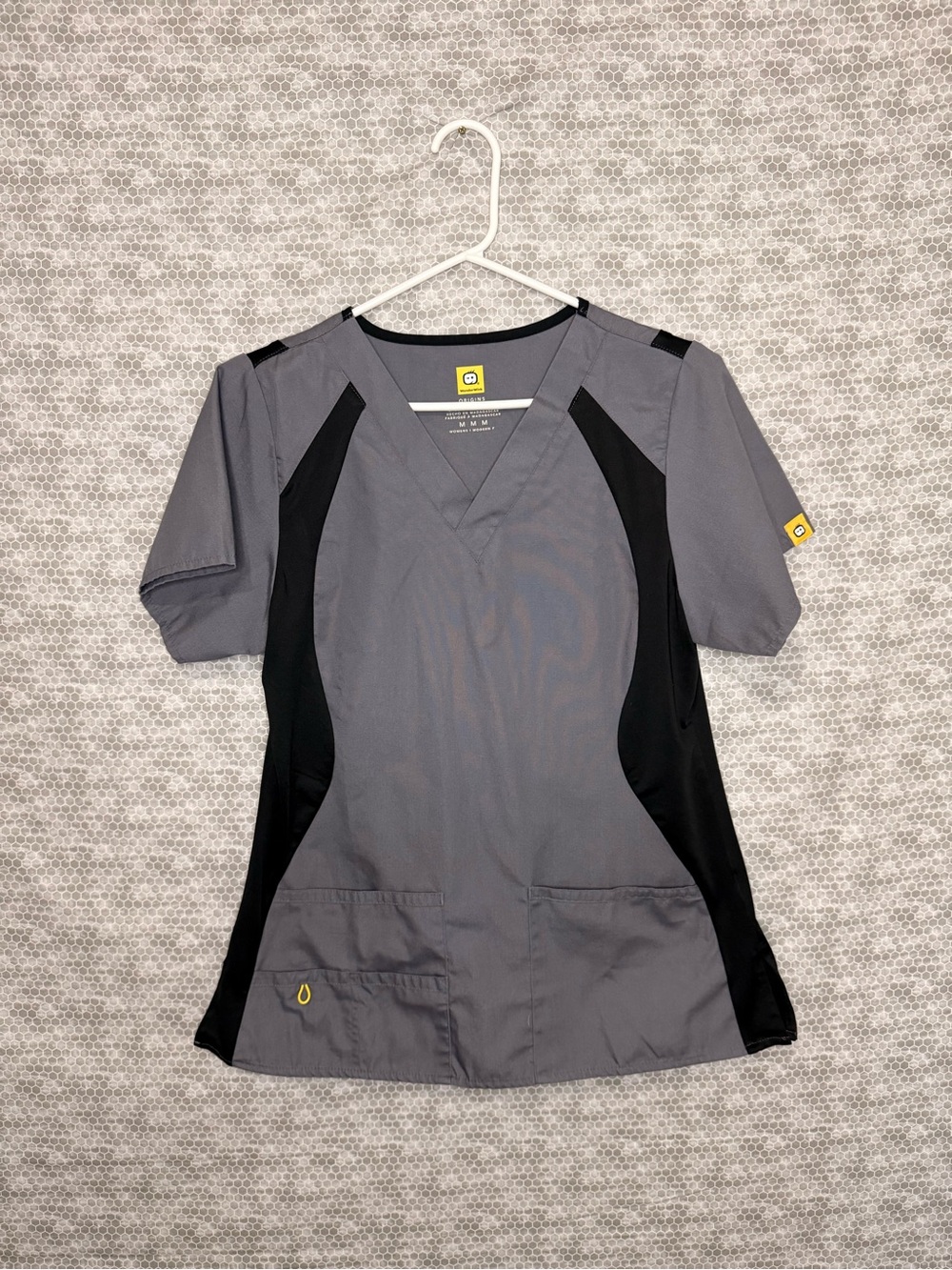 WonderWink Gray and Black V-Neck Scrub Top